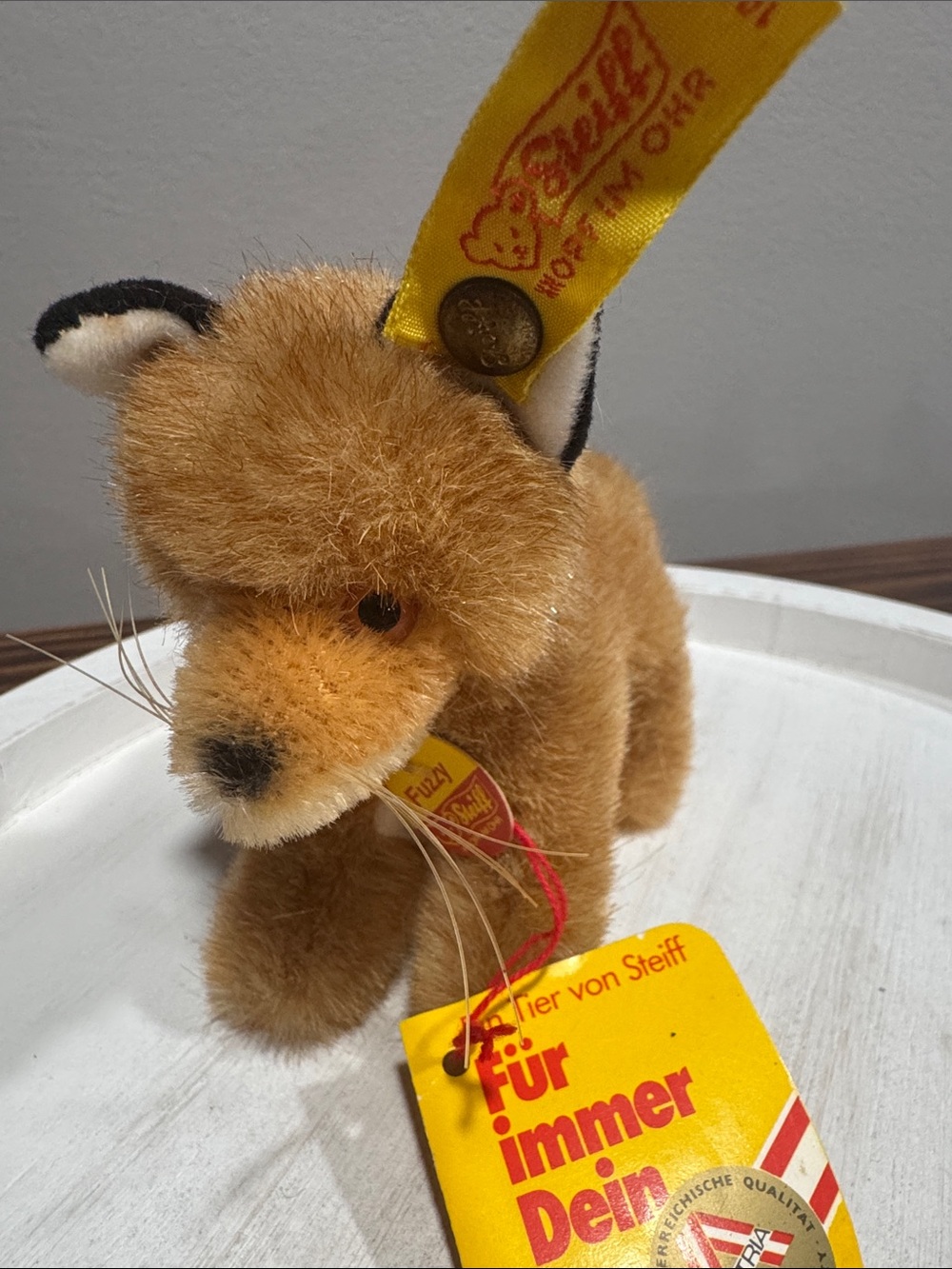 Vintage Steiff “Fuzzy” Light Brown Standing Fox Plush - 1465/10 ALL TAGS